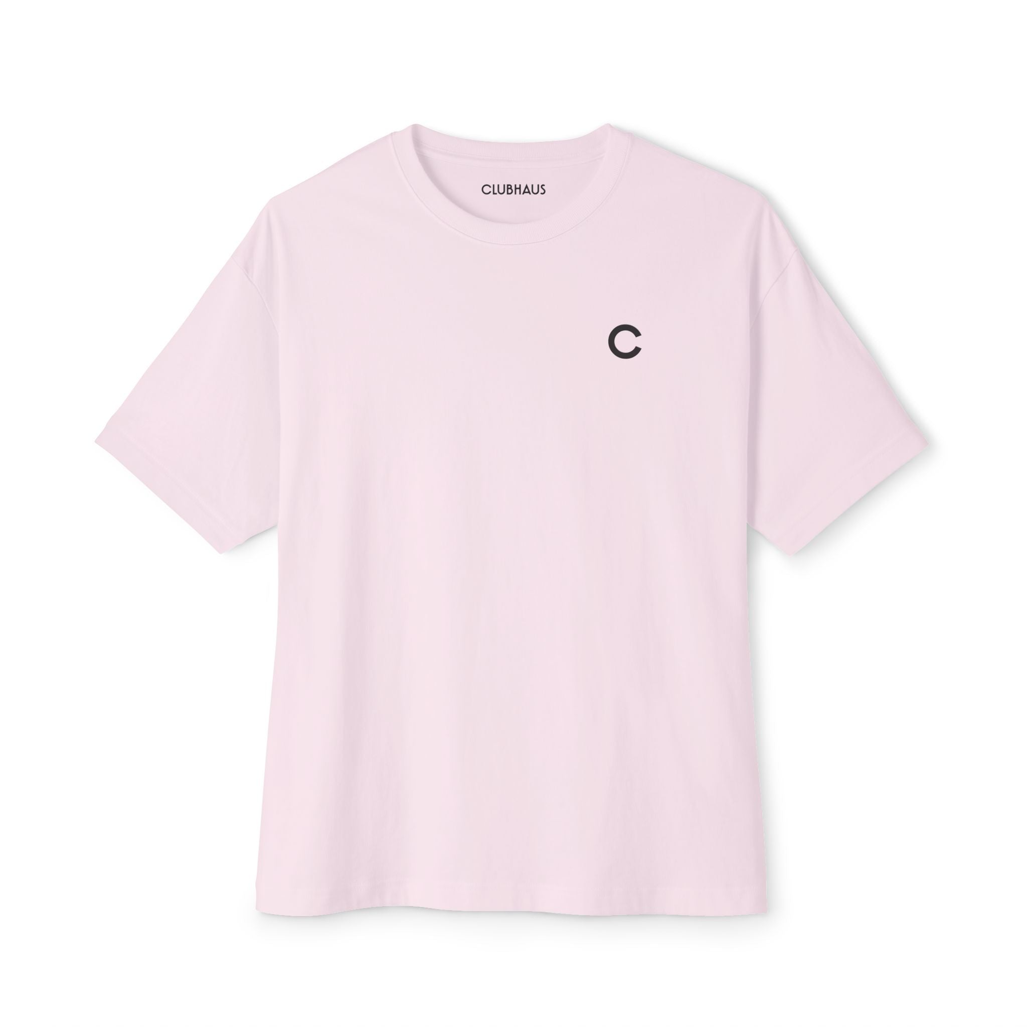 Pink t-shirt with a logo on a white background